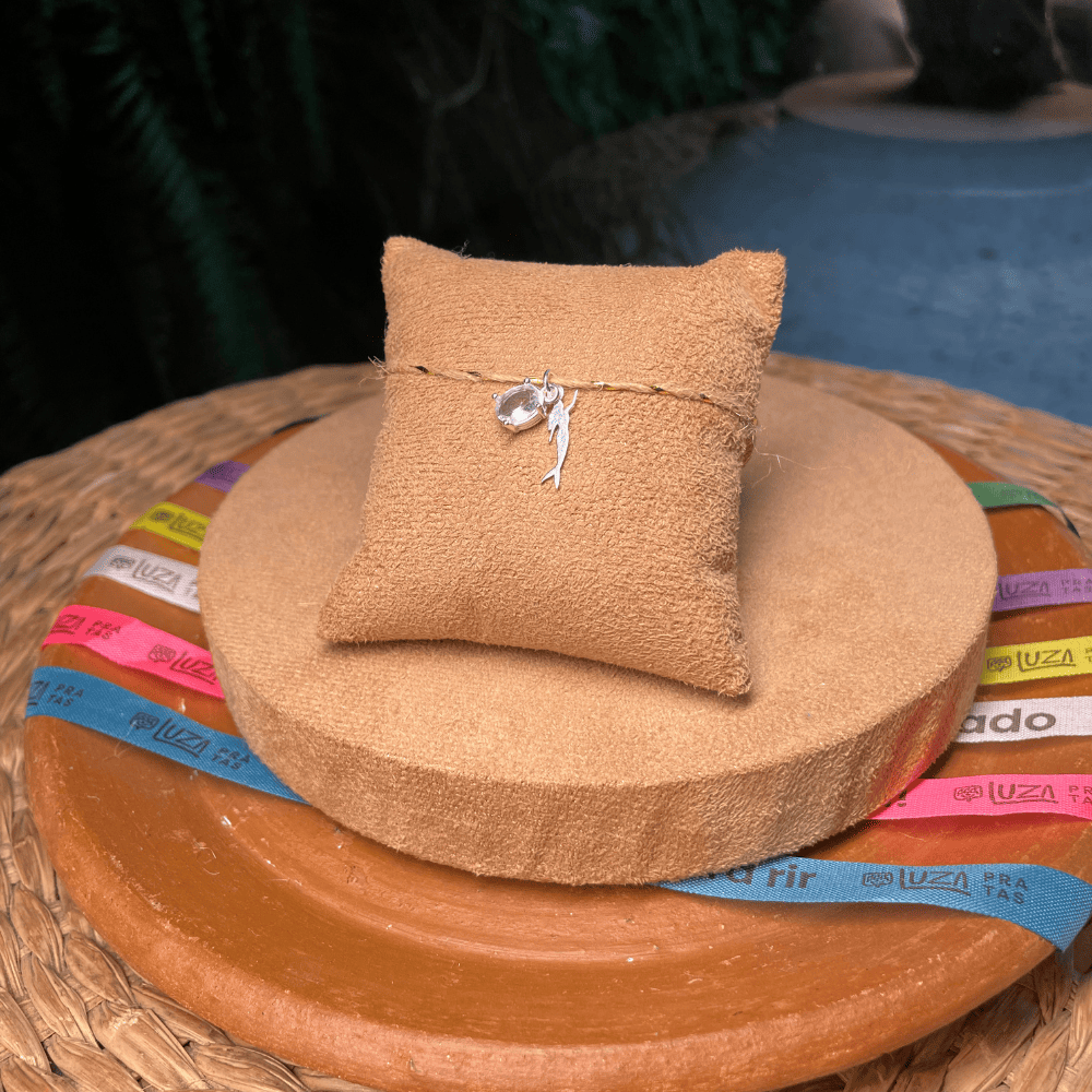 Pingente Sereia com Ponto Luz Luza Oval AZul Pendente em Prata 925