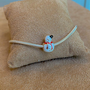 Berloque de Boneco de Neve Esmaltado Luza em Prata 925
