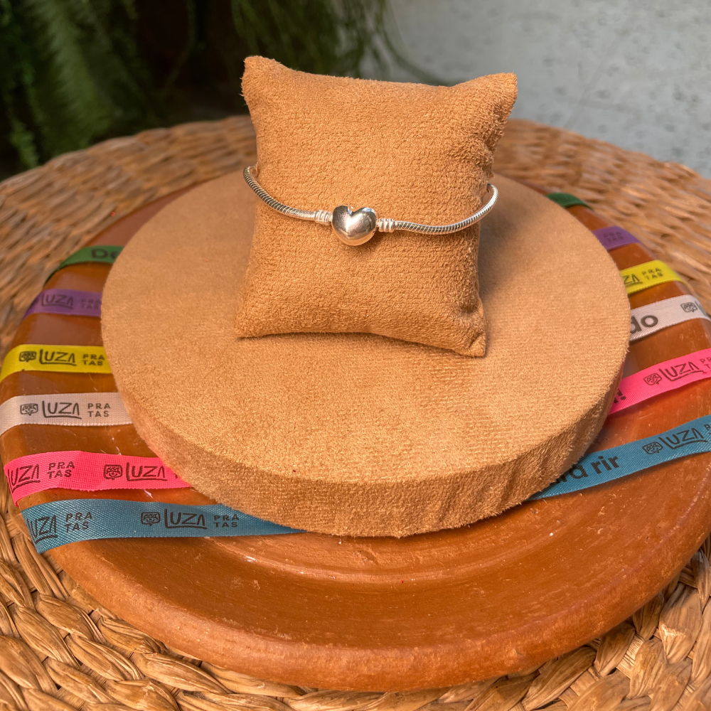 Pulseira da Vida Fecho Coração Liso em Prata 925