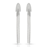 Brinco Gota Luza Cravejada de Zirconia com Fios Pendentes em Prata 925